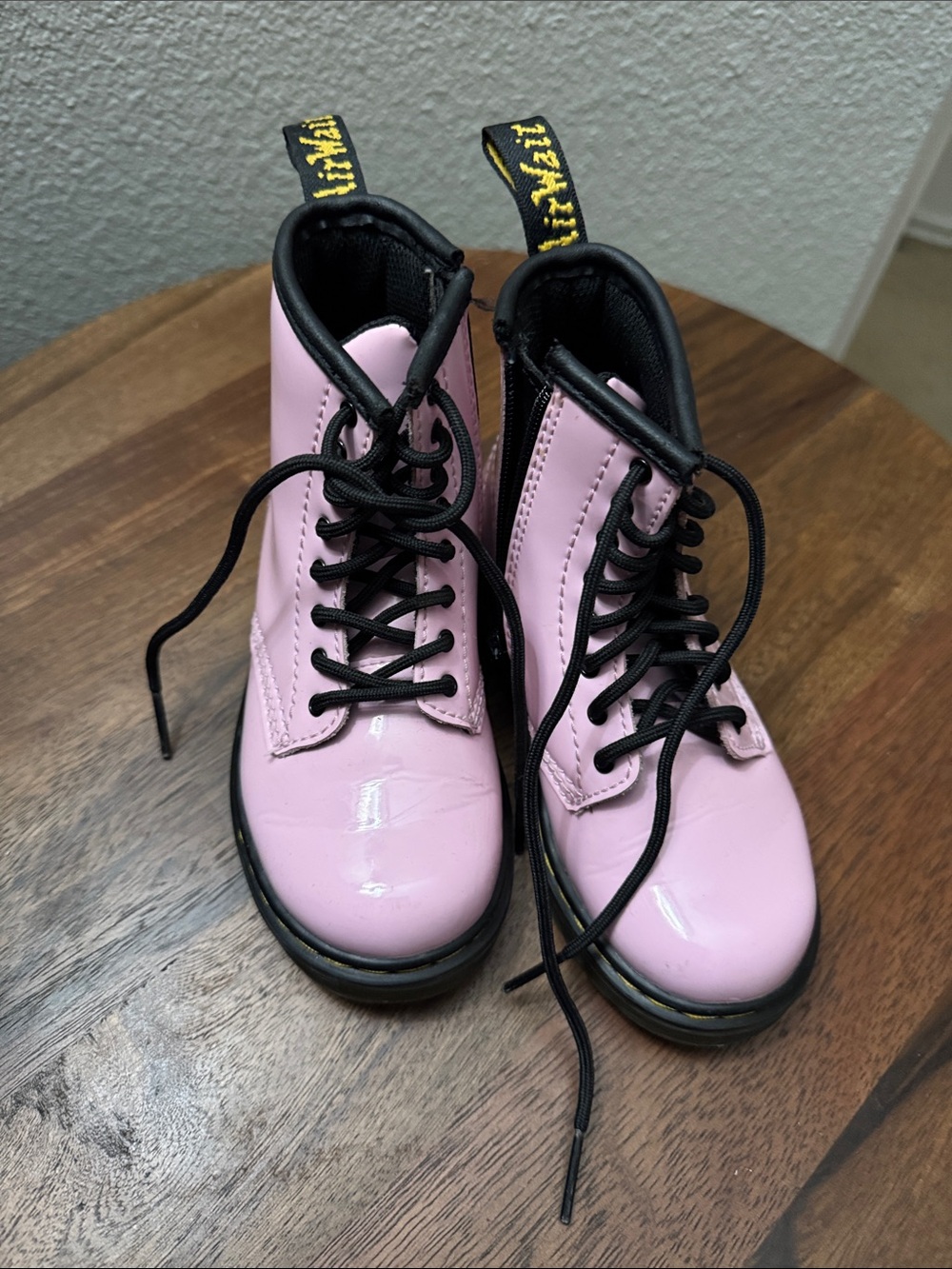 Dr. Martens Pink Patent Lace-Up Kids Boots